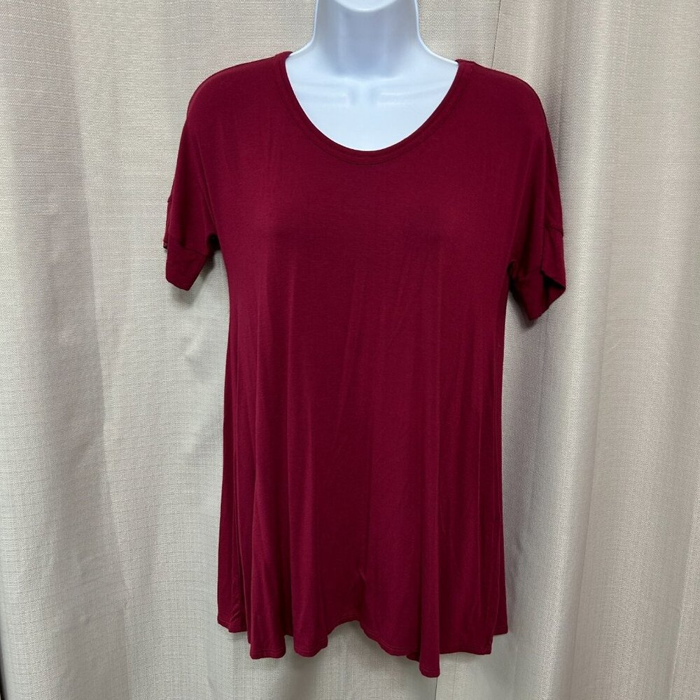 Weekend Max Mara Banded Short Sleeve Tunic Top Women's Size Small Cranberry